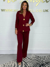 Load image into Gallery viewer, Gold Button Soft Knit Trouser Co-Ord