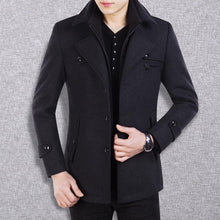 Load image into Gallery viewer, Winter Men Classic Trench Coat Jackets Mens Long Trench Slim Fit Overcoat Blends Wool Warm Outerwear Windbreaker