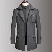 Load image into Gallery viewer, Winter Men Classic Trench Coat Jackets Mens Long Trench Slim Fit Overcoat Blends Wool Warm Outerwear Windbreaker