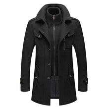 Load image into Gallery viewer, Winter Men Classic Trench Coat Jackets Mens Long Trench Slim Fit Overcoat Blends Wool Warm Outerwear Windbreaker