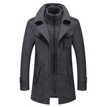 Load image into Gallery viewer, Winter Men Classic Trench Coat Jackets Mens Long Trench Slim Fit Overcoat Blends Wool Warm Outerwear Windbreaker