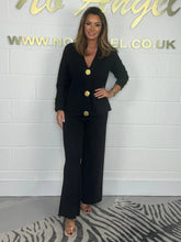 Load image into Gallery viewer, Gold Button Soft Knit Trouser Co-Ord