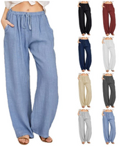 Load image into Gallery viewer, Women's Summer Linen Cotton Wide Leg Pants