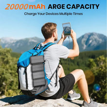 Load image into Gallery viewer, 20000mAh Solar Power Bank with Foldable Panels, Wireless Charging & LED Flashlight