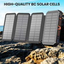 Load image into Gallery viewer, 20000mAh Solar Power Bank with Foldable Panels, Wireless Charging & LED Flashlight