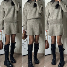 Load image into Gallery viewer, 2-Piece Sweater Set: Long-Sleeve Top & Mini Skirt