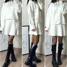 Load image into Gallery viewer, 2-Piece Sweater Set: Long-Sleeve Top & Mini Skirt