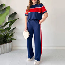 Load image into Gallery viewer, Women's two-piece color-blocked tracksuit