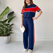 Load image into Gallery viewer, Women's two-piece color-blocked tracksuit