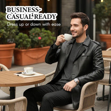 Load image into Gallery viewer, Men's Mid-Length Faux Leather Coat