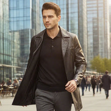 Load image into Gallery viewer, Men's Mid-Length Faux Leather Coat