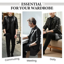 Load image into Gallery viewer, Men's Mid-Length Faux Leather Coat