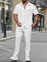 Men's Summer Button Down Shirt and Pants Set