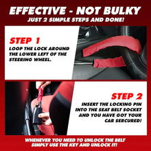 Load image into Gallery viewer, Universal Car Steering Wheel Lock With Seat Belt Socket locks

