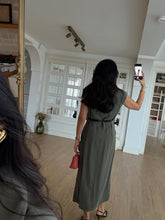 Load image into Gallery viewer, Parley Zero Sleeve Button Placket Belted Dress
