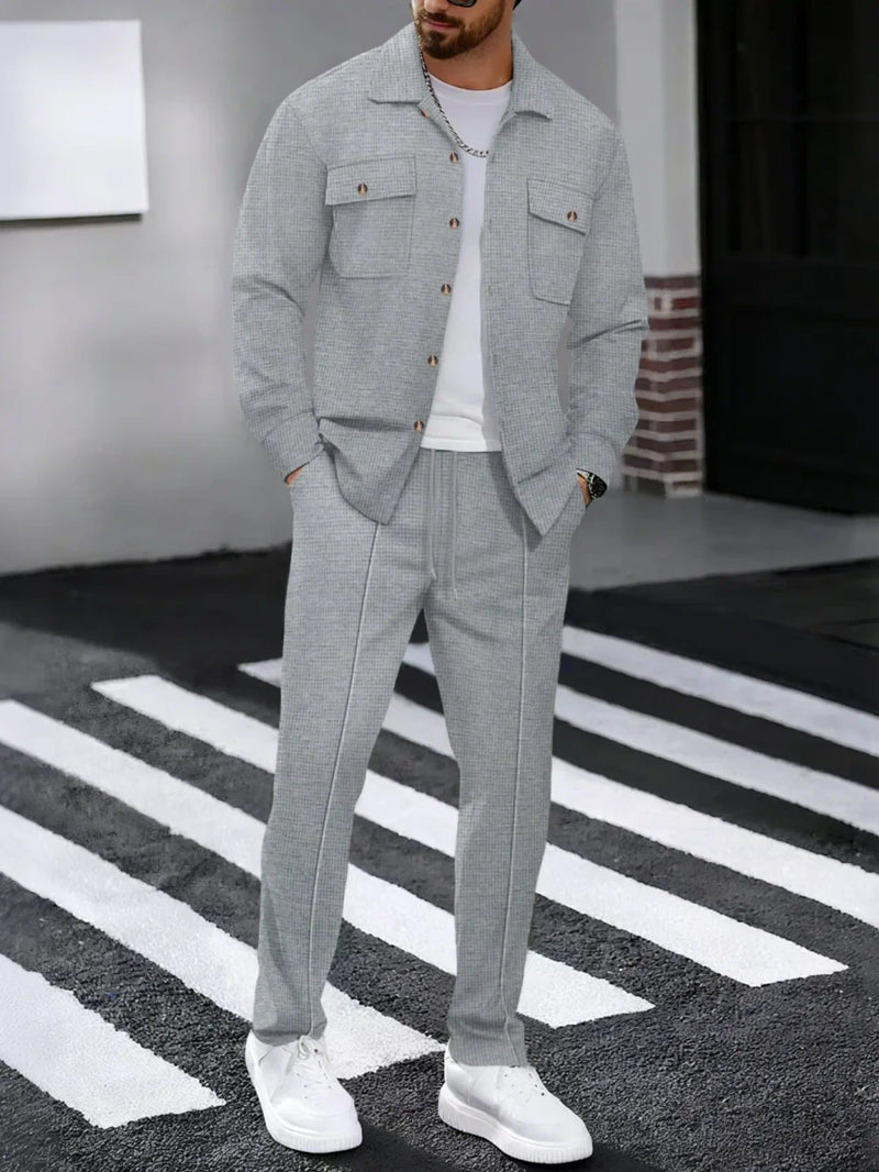 Men's Summer Button Down Shirt and Pants Set