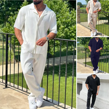 Load image into Gallery viewer, Sports Men Suit Fashion Casual Short-sleeved Trousers Two-piece Set
