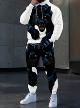Load image into Gallery viewer, Men's Casual Hooded Sweatshirt Set, Cool Tiger Pattern Top + Pants Two-Piece Set, Casual, Fashionable, , Versatile, Slightly Elastic Polyester Fiber, Machine Washable
