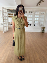 Load image into Gallery viewer, Parley Zero Sleeve Button Placket Belted Dress
