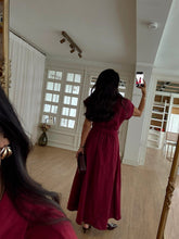 Load image into Gallery viewer, Omilika Gold Buttoned Belted Linen Dress
