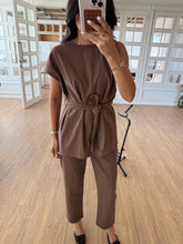 Load image into Gallery viewer, Orika Shoulder Twist Blouse-Pants Russian Suit
