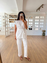 Load image into Gallery viewer, Orika Shoulder Twist Blouse-Pants Russian Suit
