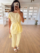 Load image into Gallery viewer, Orika Shoulder Twist Blouse-Pants Russian Suit
