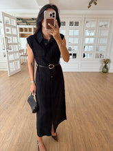 Load image into Gallery viewer, Parley Zero Sleeve Button Placket Belted Dress
