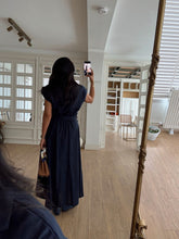 Load image into Gallery viewer, Omilika Gold Buttoned Belted Linen Dress
