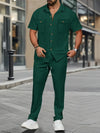 Men's Summer Button Down Shirt and Pants Set