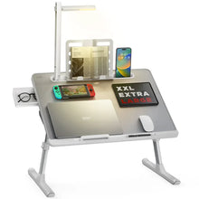 Load image into Gallery viewer, Adjustable Laptop Bed Desk with LED Lamp &amp; Foldable Design (60cm)
