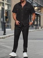Men's Summer Button Down Shirt and Pants Set
