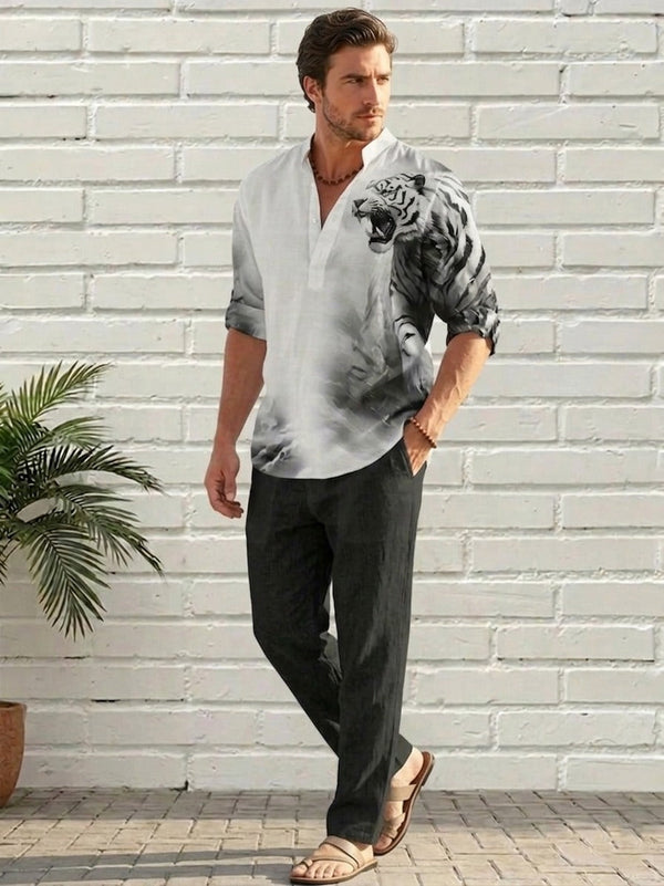 Tiger Linen Shirt & Trousers Set