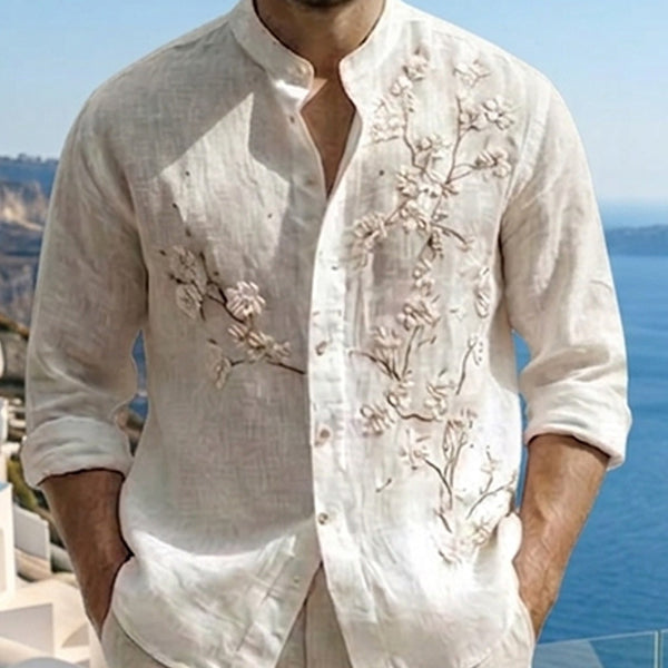 Modern Embroidered Blossom White Shirt