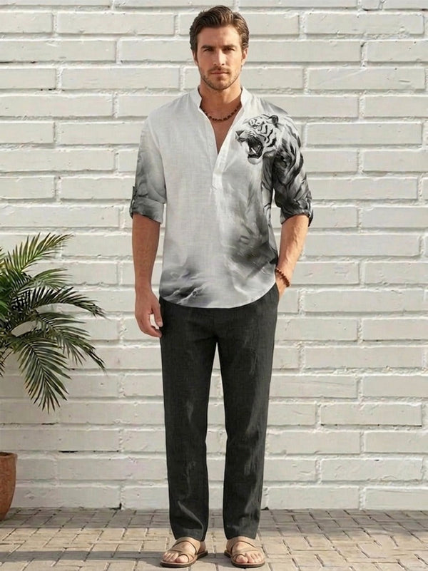 Tiger Linen Shirt & Trousers Set