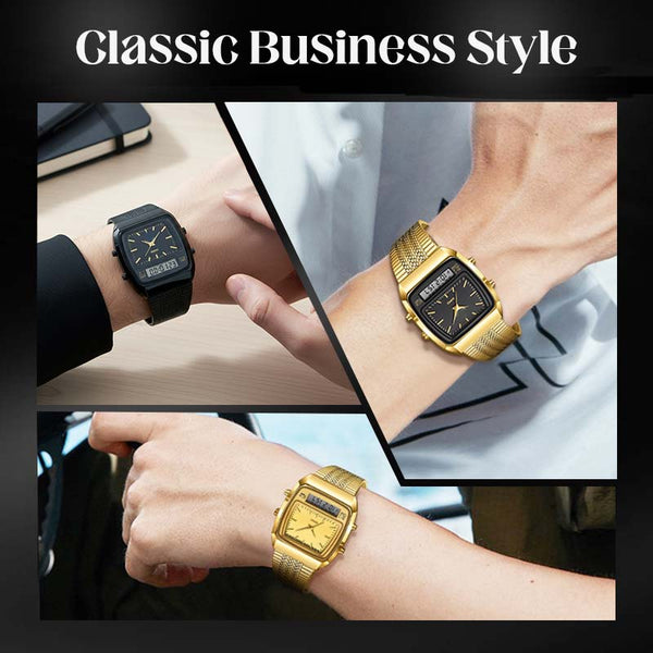 Retro Dual Time Square Watch