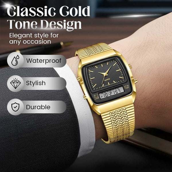 Retro Dual Time Square Watch