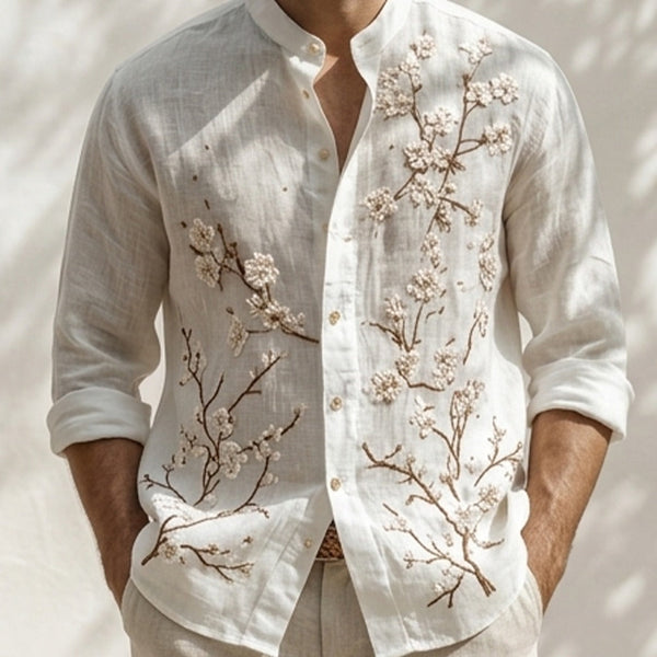Modern Embroidered Blossom White Shirt