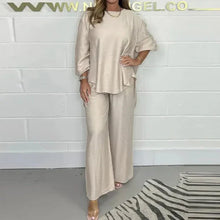 Load image into Gallery viewer, High set and wide leg trousers with long sleeves for women

