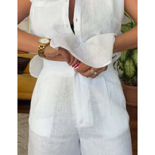 Load image into Gallery viewer, Linen cotton short sleeve T-shirt and loose pants
