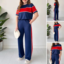 Load image into Gallery viewer, Women&#39;s two-piece color-blocked tracksuit
