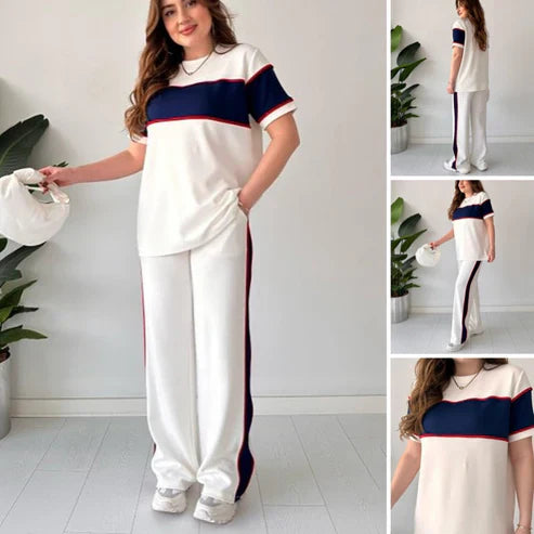 Women's two-piece color-blocked tracksuit