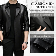 Load image into Gallery viewer, Men&#39;s Mid-Length Faux Leather Coat
