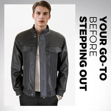Load image into Gallery viewer, Men&#39;s Fashion Barley-Weave Leather Jacket
